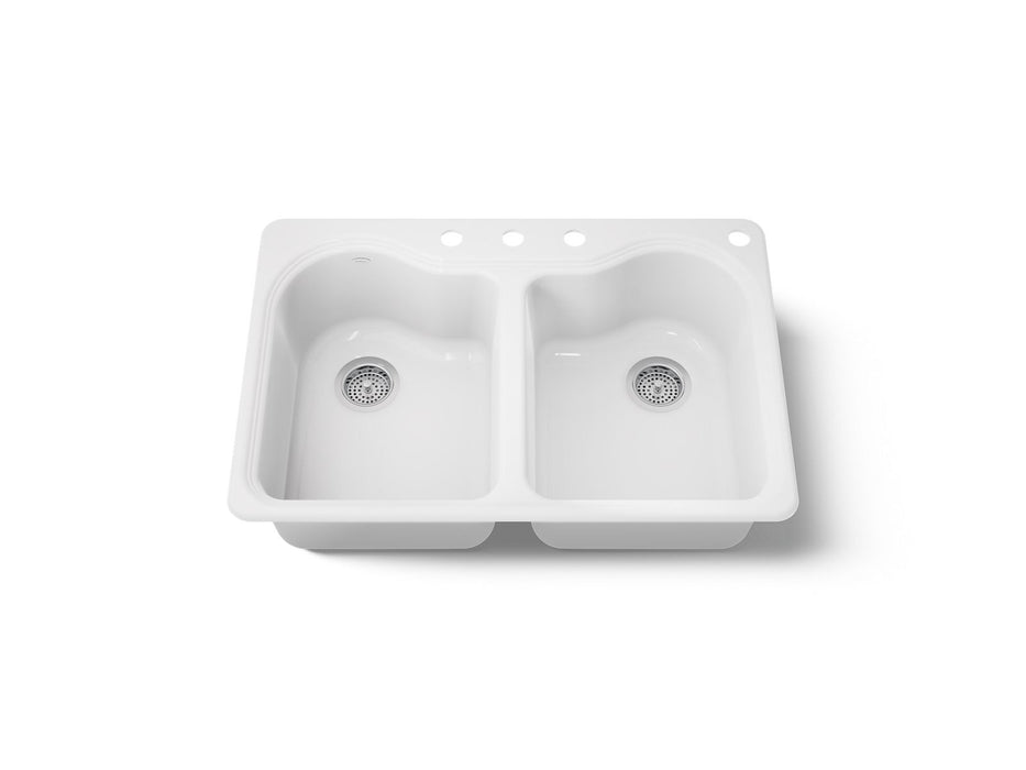 KOHLER K-5818-4 Hartland 33" top-mount double-bowl kitchen sink