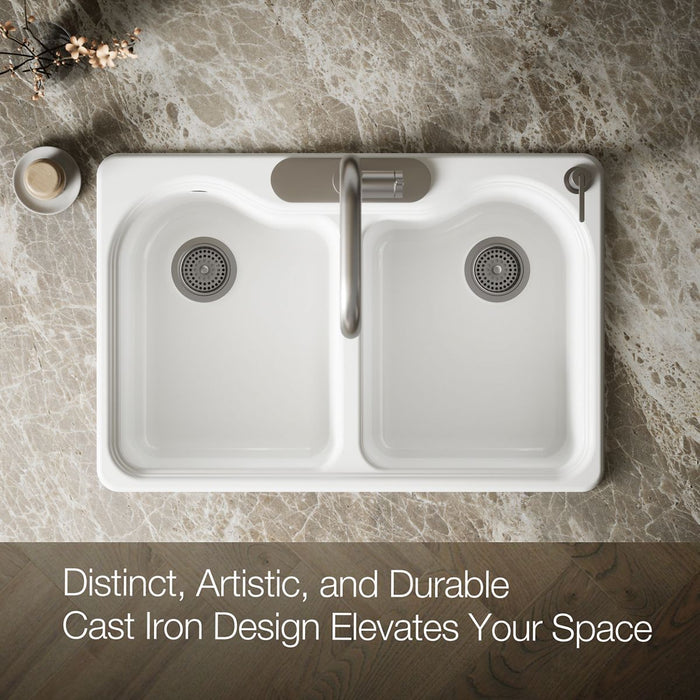 KOHLER K-5818-4 Hartland 33" top-mount double-bowl kitchen sink
