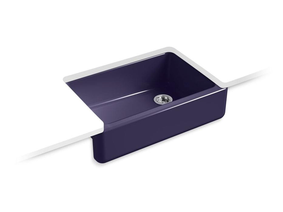 KOHLER K-5827 Whitehaven 32-3/4" undermount single-bowl farmhouse kitchen sink, indigo blue