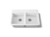 KOHLER K-5846-4 Brookfield 33" top-mount double-bowl kitchen sink, white