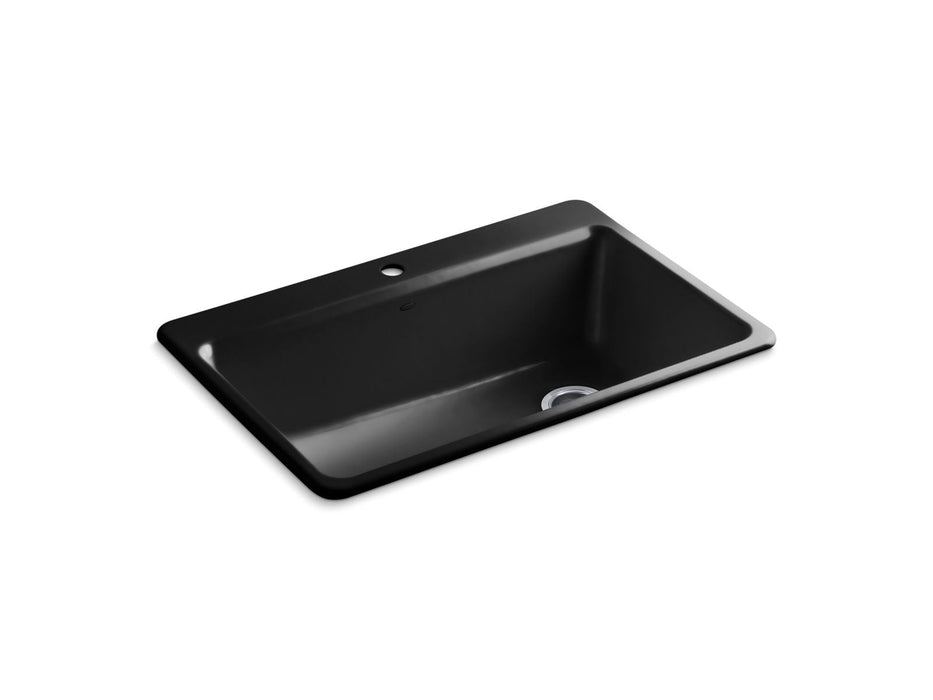 KOHLER K-5871-1A2 Riverby 33" top-mount single-bowl workstation kitchen sink, black black