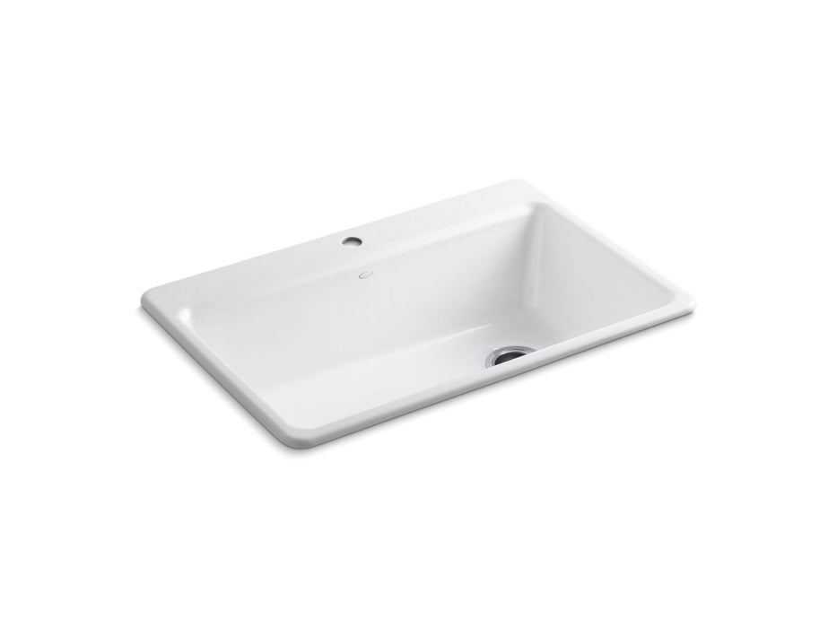 KOHLER K-5871-1A2 Riverby 33" top-mount single-bowl workstation kitchen sink, white
