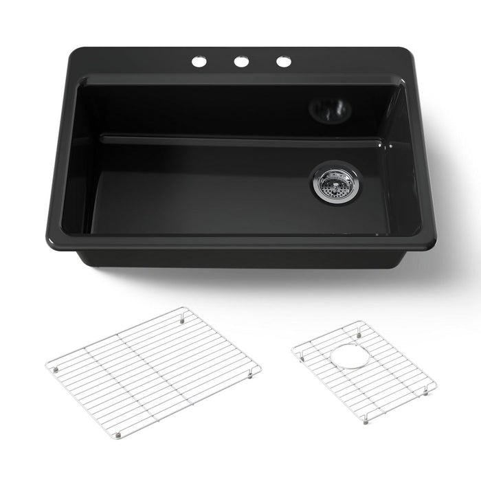 KOHLER K-5871-3A1 Riverby 33" top-mount single-bowl kitchen sink, black black - view 5
