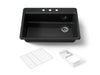KOHLER K-5871-3A2 Riverby 33" top-mount single-bowl workstation kitchen sink, black black