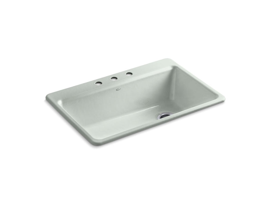 KOHLER K-5871-3A2 Riverby 33" top-mount single-bowl workstation kitchen sink, sea salt