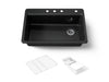 KOHLER K-5871-4A2 Riverby 33" top-mount single-bowl workstation kitchen sink, black black
