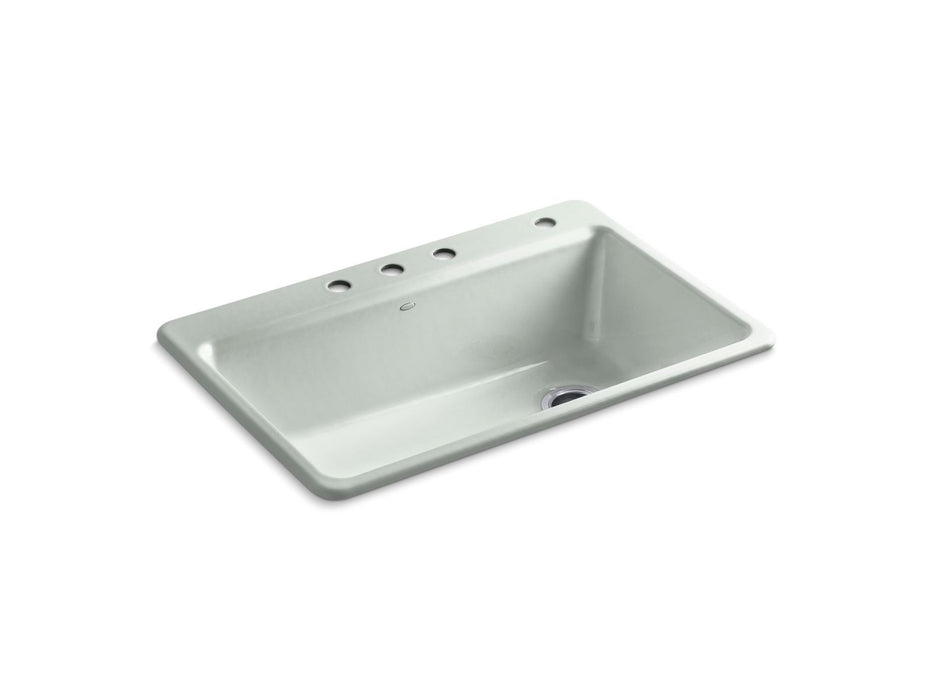 KOHLER K-5871-4A2 Riverby 33" top-mount single-bowl workstation kitchen sink, sea salt
