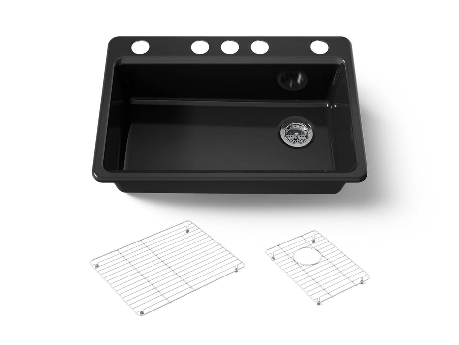 KOHLER K-5871-5UA1 Riverby 33" undermount single-bowl kitchen sink, black black