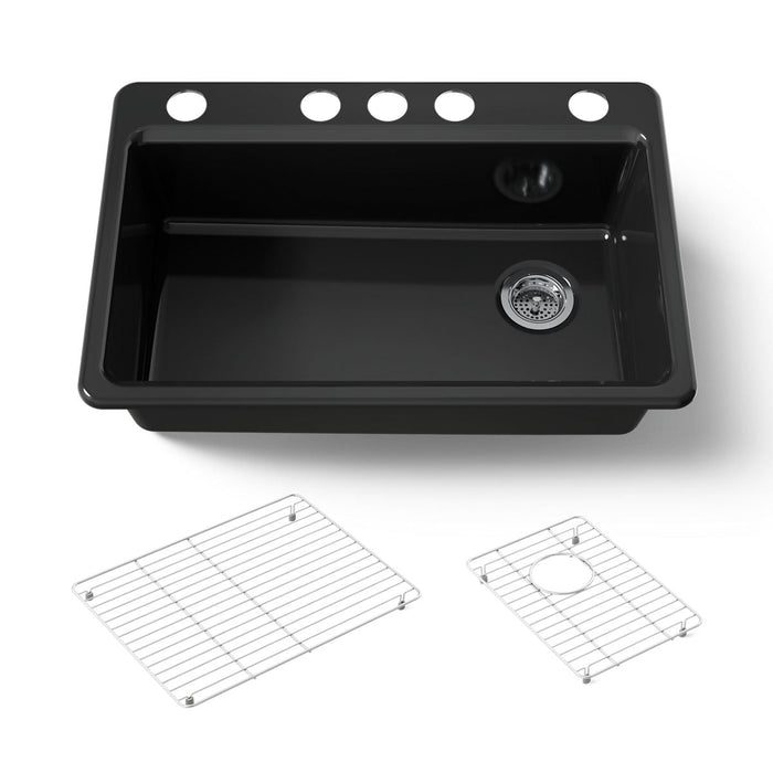 KOHLER K-5871-5UA1 Riverby 33" undermount single-bowl kitchen sink, black black - view 5