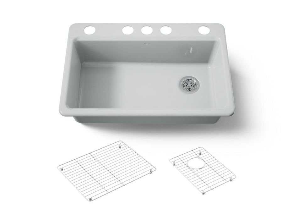 KOHLER K-5871-5UA1 Riverby 33" undermount single-bowl kitchen sink, ice grey