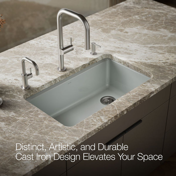 KOHLER K-5871-5UA1 Riverby 33" undermount single-bowl kitchen sink, ice grey - view 4