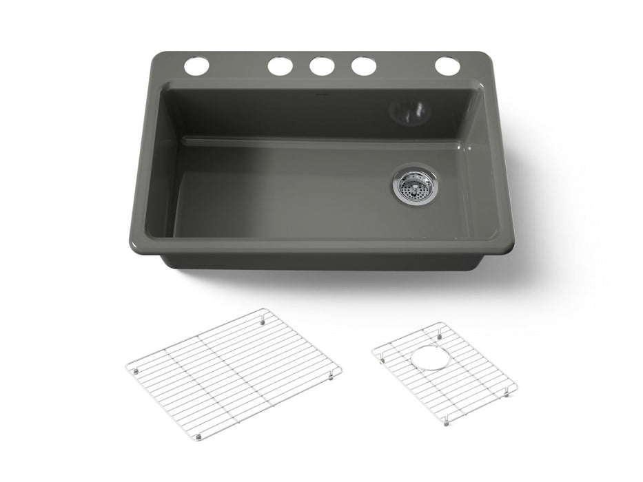 KOHLER K-5871-5UA1 Riverby 33" undermount single-bowl kitchen sink, thunder grey