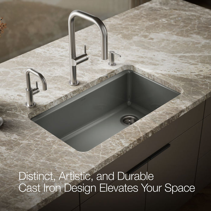KOHLER K-5871-5UA1 Riverby 33" undermount single-bowl kitchen sink, thunder grey - view 4
