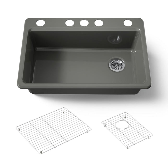 KOHLER K-5871-5UA1 Riverby 33" undermount single-bowl kitchen sink, thunder grey - view 5