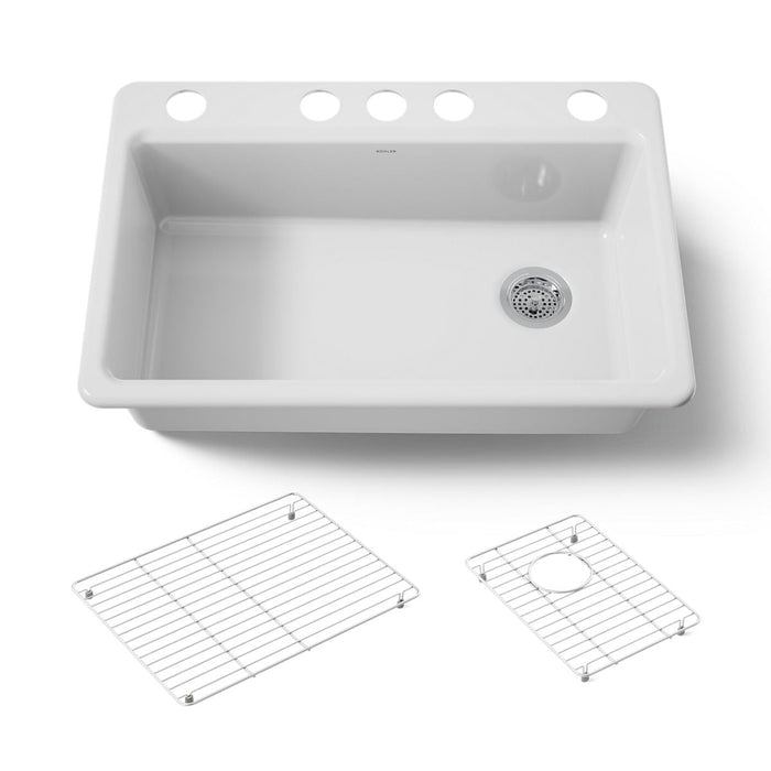 KOHLER K-5871-5UA1 Riverby 33" undermount single-bowl kitchen sink, white - view 5