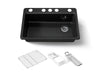 KOHLER K-5871-5UA3 Riverby 33" undermount single-bowl workstation kitchen sink, black black