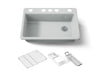 KOHLER K-5871-5UA3 Riverby 33" undermount single-bowl workstation kitchen sink, ice grey