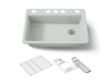 KOHLER K-5871-5UA3 Riverby 33" undermount single-bowl workstation kitchen sink, sea salt