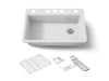 KOHLER K-5871-5UA3 Riverby 33" undermount single-bowl workstation kitchen sink, white