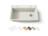 KOHLER K-5871-5UPC Riverby 33" undermount single-bowl workstation kitchen sink, biscuit