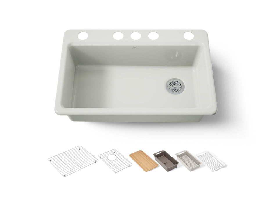 KOHLER K-5871-5UPC Riverby 33" undermount single-bowl workstation kitchen sink