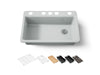 KOHLER K-5871-5UPC Riverby 33" undermount single-bowl workstation kitchen sink, ice grey