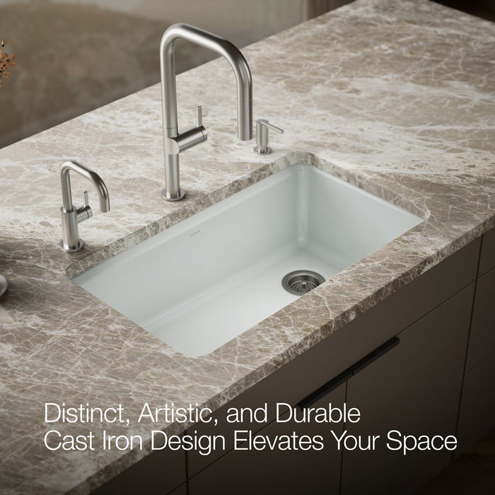 KOHLER K-5871-5UPC Riverby 33" undermount single-bowl workstation kitchen sink, ice grey - view 4