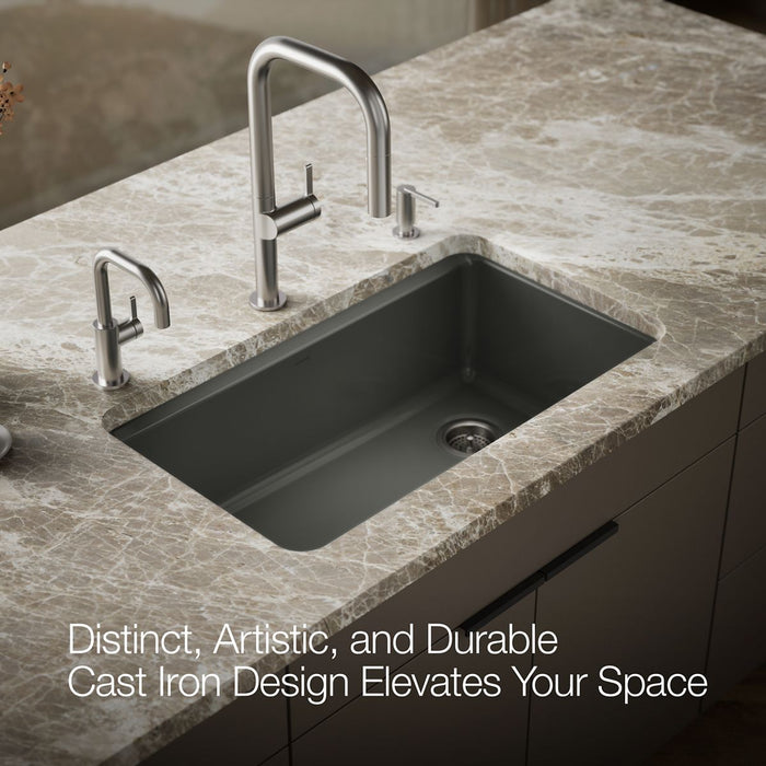 KOHLER K-5871-5UPC Riverby 33" undermount single-bowl workstation kitchen sink, thunder grey - view 4