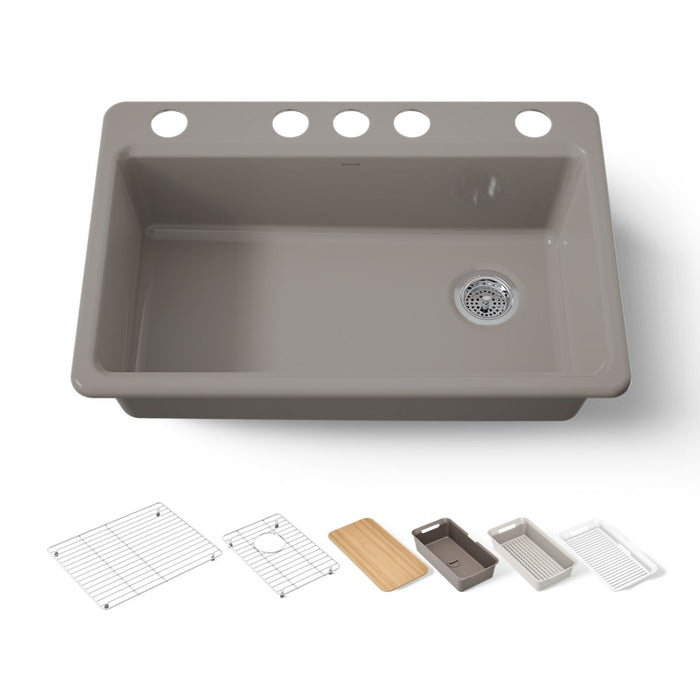 KOHLER K-5871-5UPC Riverby 33" undermount single-bowl workstation kitchen sink