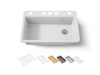 KOHLER K-5871-5UPC Riverby 33" undermount single-bowl workstation kitchen sink, white