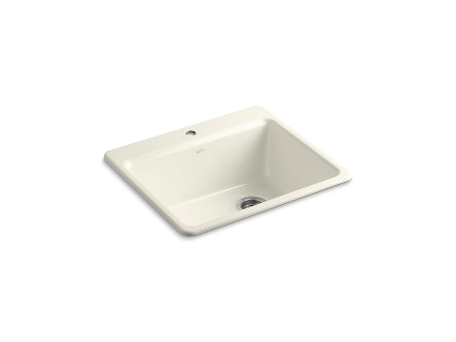 KOHLER K-5872-1A1 Riverby 25" top-mount single-bowl kitchen sink, biscuit