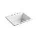 KOHLER K-5872-3A1 Riverby 25" top-mount single-bowl kitchen sink, white