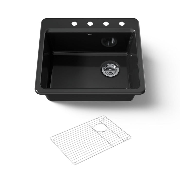 KOHLER K-5872-4A1 Riverby 25" top-mount single-bowl kitchen sink, black black - view 5
