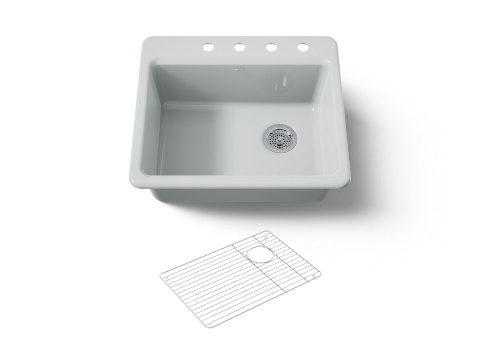 KOHLER K-5872-4A1 Riverby 25" top-mount single-bowl kitchen sink, ice grey