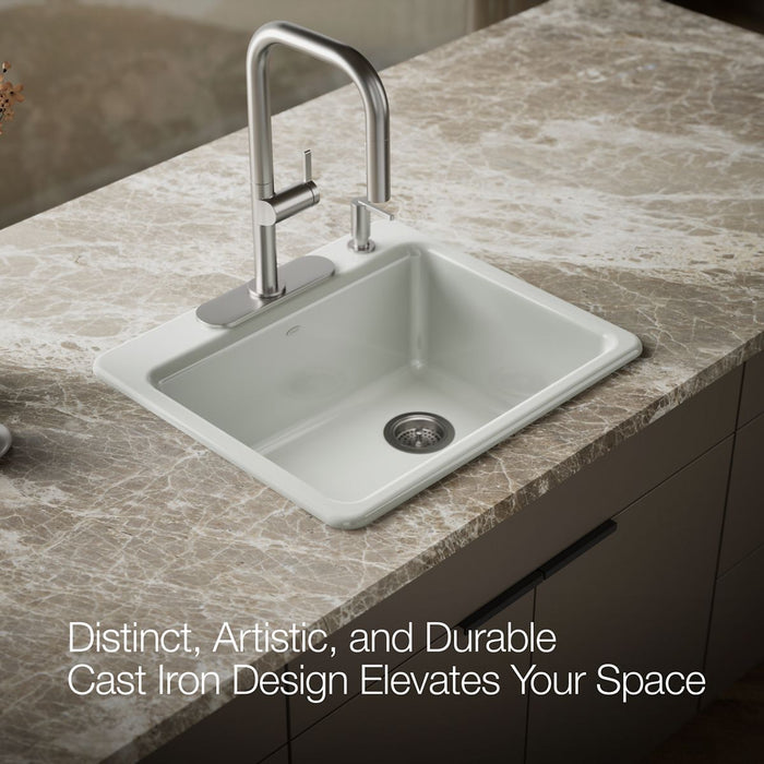 KOHLER K-5872-4A1 Riverby 25" top-mount single-bowl kitchen sink, sea salt - view 4