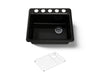 KOHLER K-5872-5UA1 Riverby 25" undermount single-bowl kitchen sink, black black