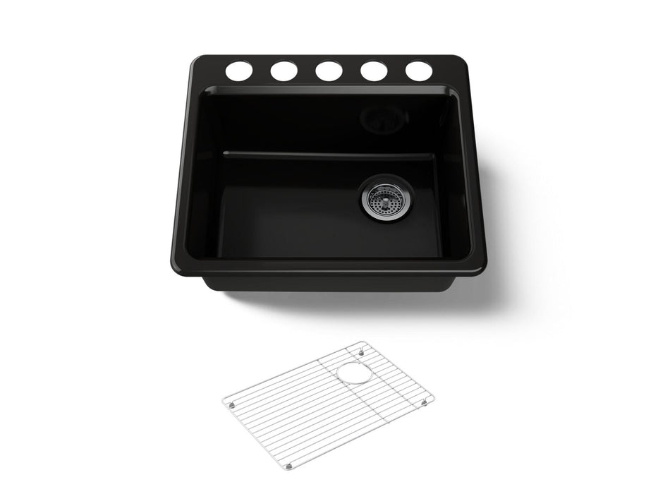 KOHLER K-5872-5UA1 Riverby 25" undermount single-bowl kitchen sink, black black