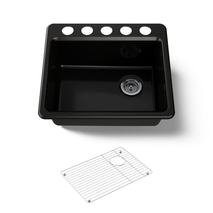 KOHLER K-5872-5UA1 Riverby 25" undermount single-bowl kitchen sink, black black - view 5