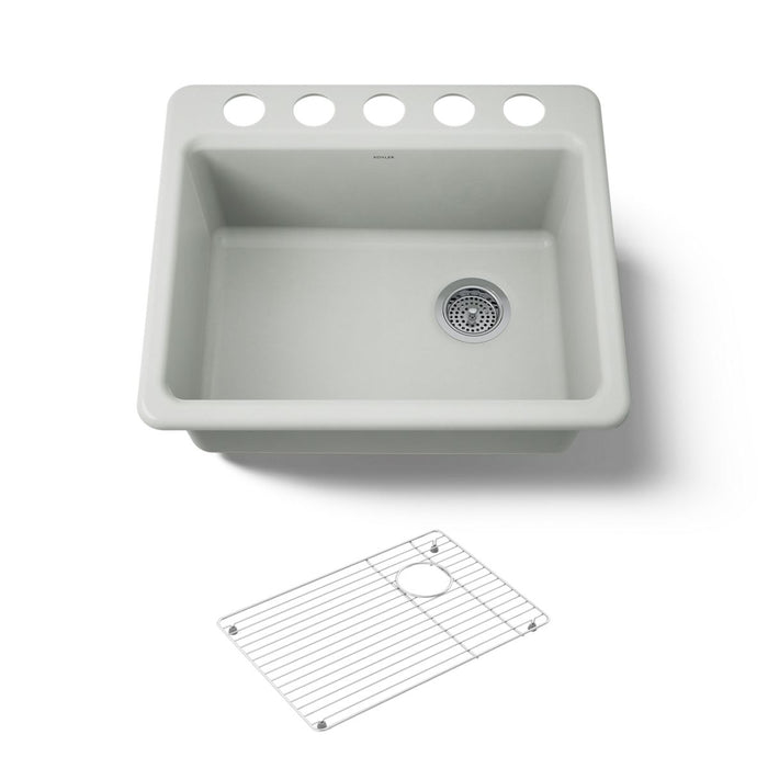 KOHLER K-5872-5UA1 Riverby 25" undermount single-bowl kitchen sink, sea salt - view 5