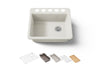 KOHLER K-5872-5UPC Riverby 25" undermount single-bowl workstation kitchen sink, biscuit