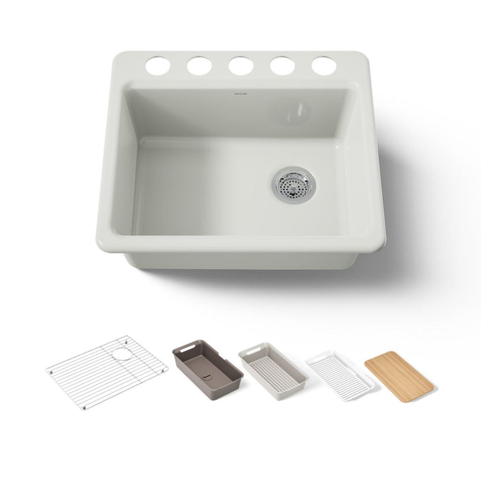 KOHLER K-5872-5UPC Riverby 25" undermount single-bowl workstation kitchen sink