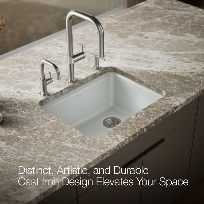 KOHLER K-5872-5UPC Riverby 25" undermount single-bowl workstation kitchen sink, ice grey - view 4