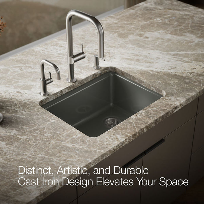 KOHLER K-5872-5UPC Riverby 25" undermount single-bowl workstation kitchen sink, thunder grey - view 4