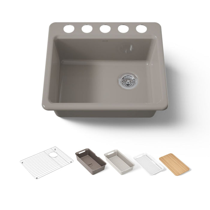 KOHLER K-5872-5UPC Riverby 25" undermount single-bowl workstation kitchen sink