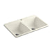 KOHLER K-5873-1 Deerfield 33" Top-mount Double-bowl Kitchen Sink, biscuit
