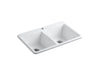 KOHLER K-5873-1 Deerfield 33" x 22" x 9-5/8" top-mount double-equal kitchen sink, white