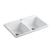 KOHLER K-5873-1 Deerfield 33" x 22" x 9-5/8" top-mount double-equal kitchen sink, white