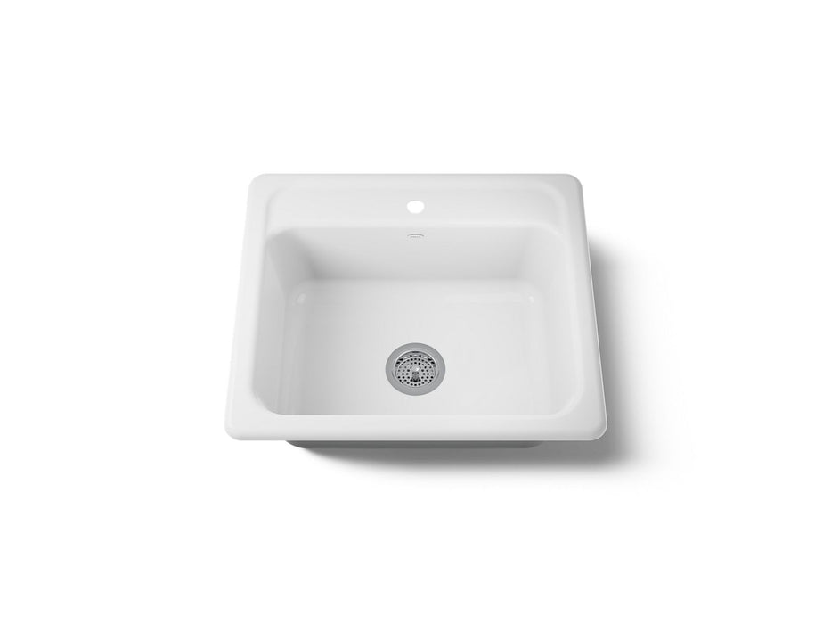 KOHLER K-5964-1 Mayfield 25" top-mount single-bowl kitchen sink, white