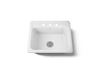 KOHLER K-5964-3 Mayfield 25" top-mount single-bowl kitchen sink, white