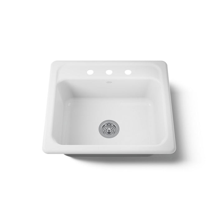 KOHLER K-5964-3 Mayfield 25" top-mount single-bowl kitchen sink, white - view 5